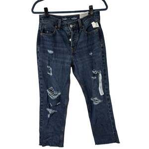 Old Navy High Rise Slouchy Straight Distressed Button Fly Jeans 2 Women’s NWT